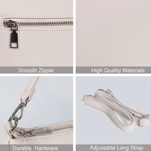 Vista 4 de NIUEIMEE ZHOU Bolso de hombro pequeño con 2 correas extraíbles para mujer