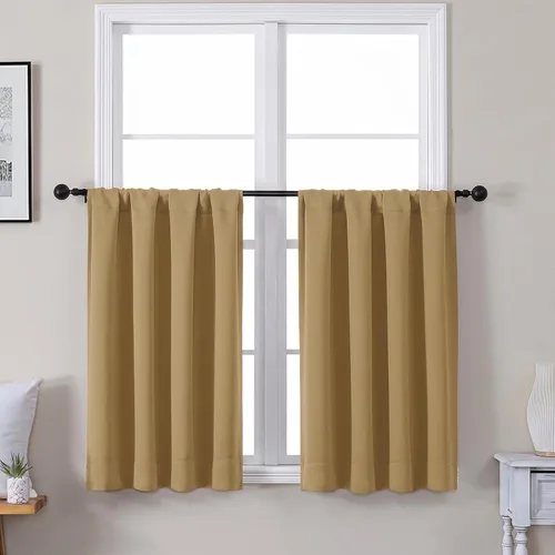 Vista 146 de Gwine Aqua Short Curtains 36 Inches Long - Small Half Window Kitchen Curtains Over Sink, Solid Blackout Curtain for Bathroom Basement Cabinet RV, 2