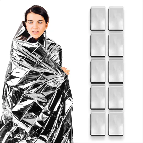 Vista 14 de ASA TECHMED Mantas térmicas de Mylar de emergencia a granel, manta espacial, kit de supervivencia para camping, kit de primeros auxilios