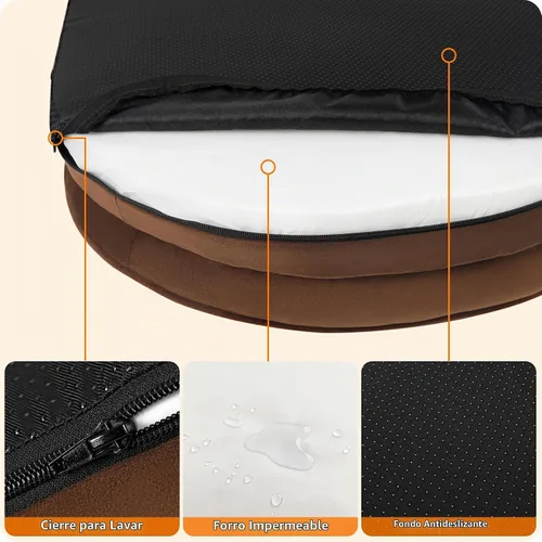 Vista 6 de Dwanton - Cama ortopédica para perros medianos con espuma de gel de memoria, sofá impermeable para perros, cama lavable para mascotas con cojín
