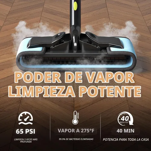 Vista 2 de Limpiador de vapor resistente para el hogar, alta presión de 1500 W con 22 Negro