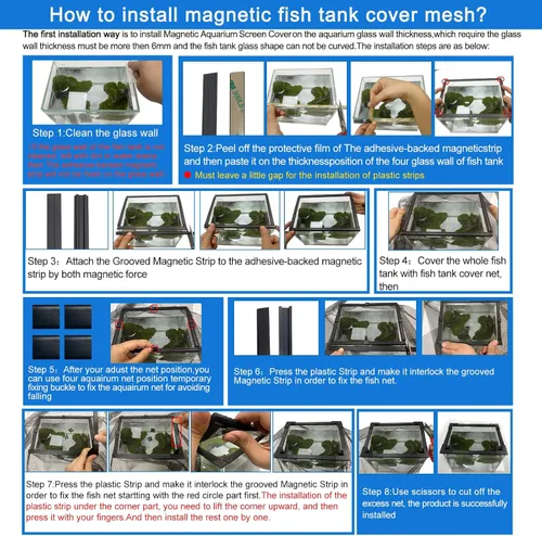 Vista 2 de Magnetic Aquarium Anti-Jumping net Cover mesh to Protect Fish Jumping Out of Fish Tank