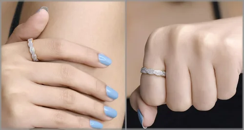 Vista 2 de Dazzlingrock Collection Anillo apilable de oro de 14 quilates con diamantes redondos de 0.25 quilates (ctw) para mujer, para aniversario, boda, 1/4