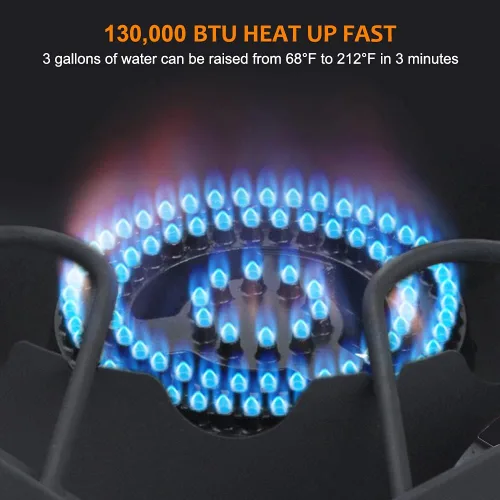 Vista 2 de Camplux Quemador de Propano 130,000 BTU, Quemadores de Gas Individuales, Estufa de Exterior para Elaboración de Cerveza Casera, Fritura de Pavo