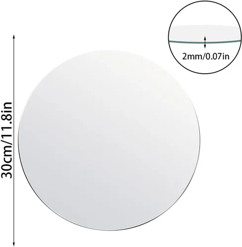 Vista 2 de Espejo redondo de vidrio de 12 pulgadas, espejo circular de maquillaje grande HD para decoración de pared, baño, dormitorio, tocador, sala de estar