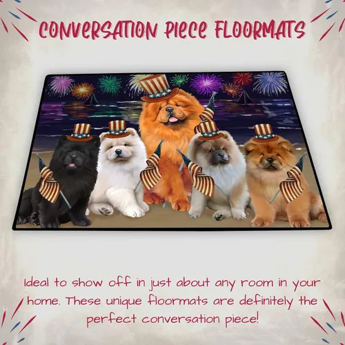 Vista 4 de Doggie of the Day Chow Chow Dogs Floor Mat - 4th of July Independence Day - Best Dog Doormat - Protector Decor - Unique Portrait Art - Premium
