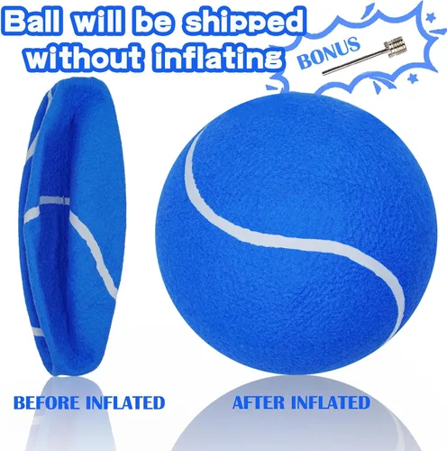 Vista 3 de Banfeng Pelota de tenis grande para perros, pelota de tenis gigante para perros, juguete grande para deportes al aire libre, regalo para perros Azul