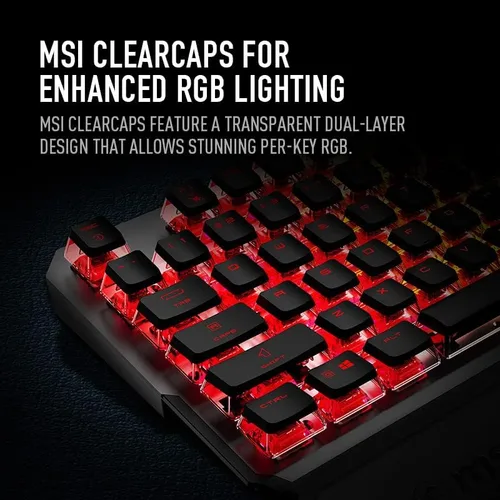Vista 3 de MSI Vigor GK71 Sonic Blue EE.UU. Teclado mecánico RGB para juegos Sonic Blue Switch