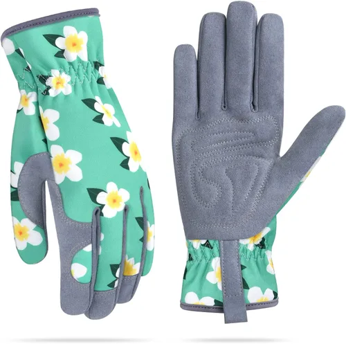 Vista 13 de Guantes de jardinería para mujeres, guantes de cuero para trabajo en jardín, a prueba de espinas, sin perforación, para cavar, plantar y podar