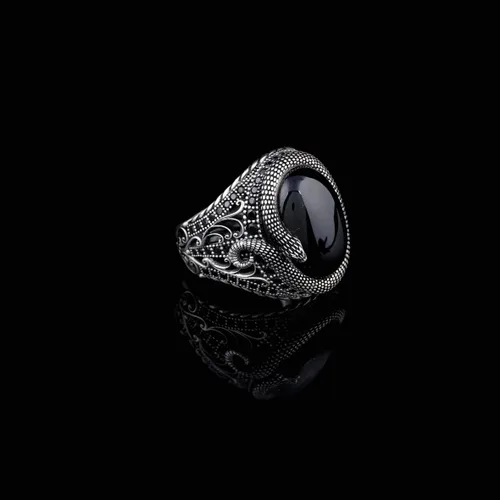 Vista 3 de Mens Handmade Ring, Black Onyx Men's Ring, Snake Ring, Black Onyx Ring Sterling Silver, Mens Onyx Snake Ring, Gift for Boyfriend