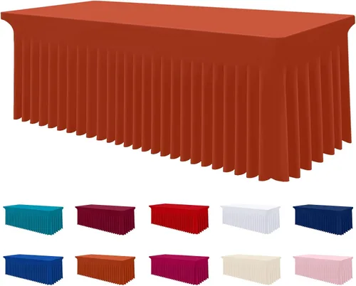 Vista 51 de Smiry Mantel de Spandex, Mantel Elástico Ajustable Extensible para Mesas Rectangulares de 6 Pies, Falda Cubierta de Mesa Impermeable y Lavable