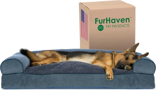 Vista 12 de Furhaven - Cama para perros, cojín de almohada tradicional sofá y colchón de espuma rectangular terapéutico de lujo con funda extraíble para perros