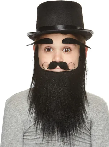 Vista 2 de Mustaches Fake Facial Hair Set, Beard, Eyebrows, Self-Adhesive Negro