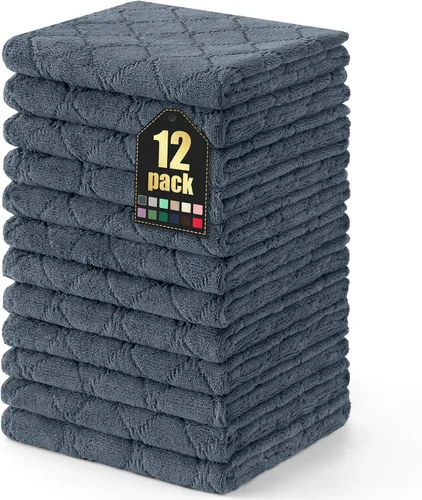 Vista 22 de Homaxy - Paquete de 12 trapos de cocina (13 x 19 pulgadas, marrón), de terciopelo coral supersuaves y absorbentes para lavar platos, paño