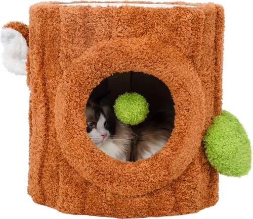 Vista 10 de NUNU LAB Árbol para gatos de 90.5 pulgadas de alto – Torre grande de árbol mágico para gatos con postes rascadores de sisal, escondite lateral