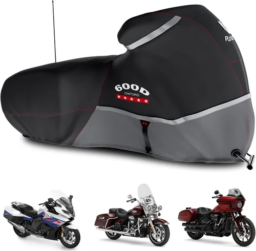 Vista 16 de Funda para motocicleta 600D resistente para todas las estaciones, universal, impermeable, protección solar al aire libre, duradera, reflectante Negro
