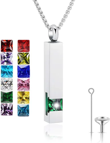 Vista 54 de YOUFENG collar con urna para cenizas, cubos de piedras natales, urna para cenizas humanas, collar de urna de cremación, relicario, recuerdo