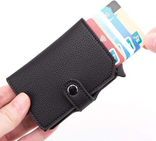 Vista 12 de Tarjetero de crédito Slim Wallet Front Pocket Protector Pop Up Design Aluminio hasta 7