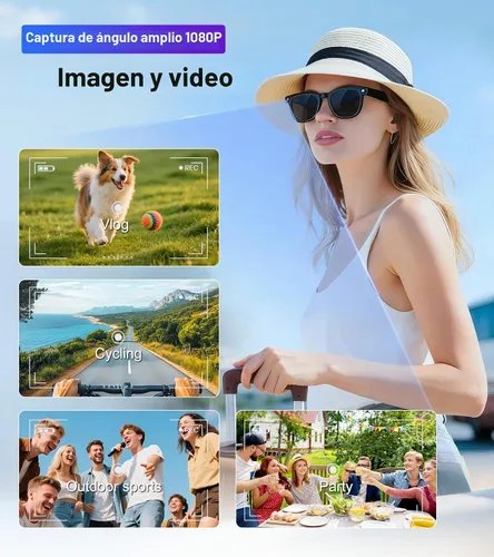 Vista 2 de Gafas inteligentes con cámara y Bluetooth – Gafas de IA para hombres, anti-temblor, traducción en tiempo real, reconocimiento de objetos, asistente