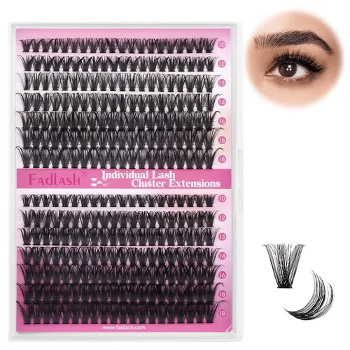 Vista 10 de Extensiones de pestañas individuales de 120 unidades, racimos de pestañas con rizado D, bandeja de longitud mixta, extensiones de pestañas