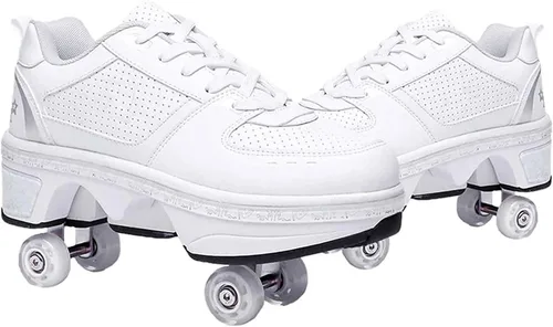 Vista 28 de Rueda de deformación de doble hilera Zapatos para caminar automáticos Deformación invisible Patín de ruedas 2 en 1 Patines de polea extraíble