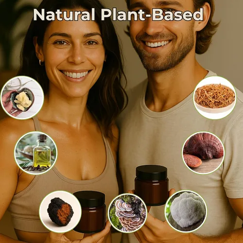 Vista 3 de Crema de hongos Chaga - Antioxidante y defensa inmunológica Inonotus obliquus con melena de león Reishi Tremella 2 oz - King & Queen Wellness