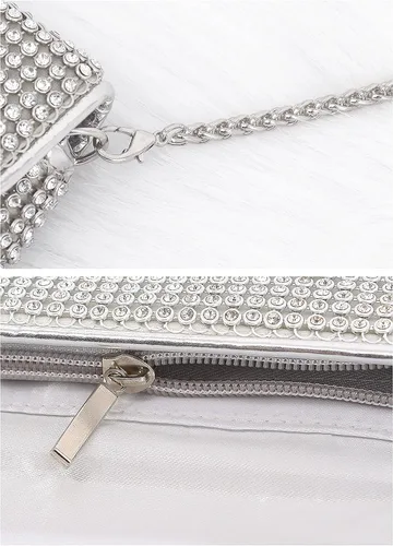 Vista 6 de Naimo Bolso cruzado con diamantes de imitación de cristal brillante para noche, sobre para teléfono celular, para fiesta, baile de graduación
