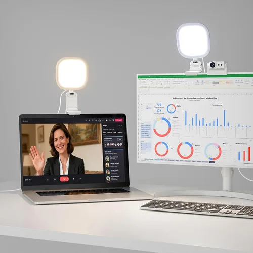 Vista 9 de Anillo de luz mejorado para laptop, monitor y escritorio: luz LED difusa para computadora con clip seguro para pantalla, soporte de monitor