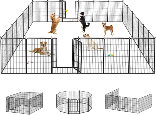 Vista 10 de Corralito para perros, 40 pulgadas, 8 paneles, valla para perros al aire libre, resistente, corral para perros grandes, medianos y pequeños, corral