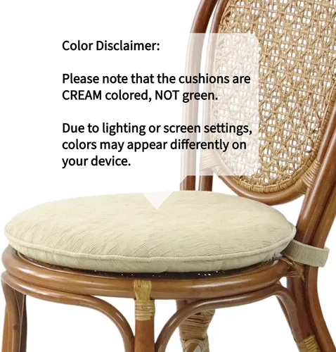 Vista 3 de Denver Dining - Silla auxiliar de mimbre hecha a mano con cojín color crema, ratán natural, colonial