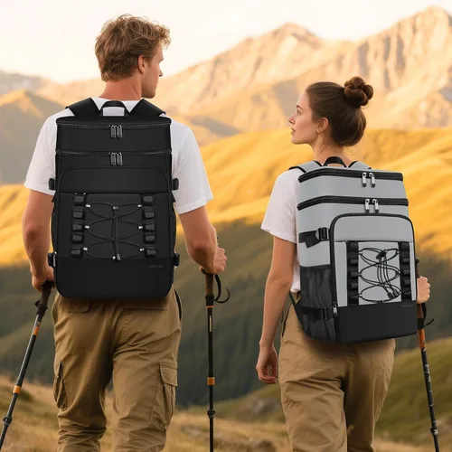 Vista 3 de MIYCOO Mochila enfriadora – 40 latas con aislamiento para hombres y mujeres, portátil con 2 compartimentos a prueba de fugas, bolsa enfriadora