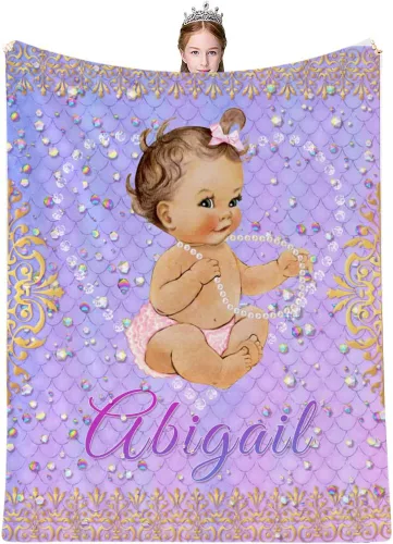 Vista 14 de Artsadd Mantas personalizadas para niñas bebés con nombre, manta personalizada para niños, manta personalizada para regalo para bebé niña