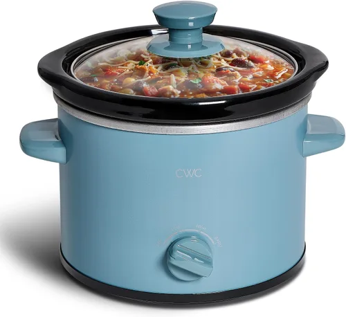 Vista 10 de COOK WITH COLOR 2QT Mini Olla de cocción lenta eléctrica redonda - Configuraciones ajustables, olla de gres extraíble, tapa de vidrio templado, apta