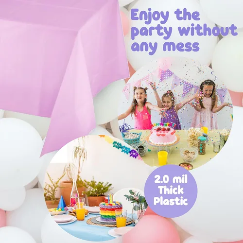 Vista 5 de New Paradise Fundas de mesa desechables y reutilizables de plástico resistente, tamaño rectangular de 54 x 108 pulgadas (5 unidades) - Combo