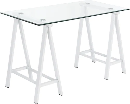 Vista 11 de OSP Home Furnishings Middleton Escritorio de 47 pulgadas con parte superior de vidrio biselado transparente, base negra