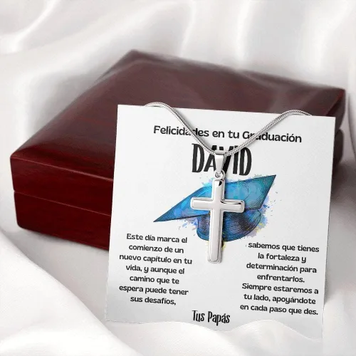 Vista 8 de Un regalo simbólico de éxito y protección para celebrar su graduación - Collar con Cruz