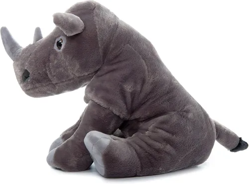 Vista 8 de The Petting Zoo Rinoceronte de peluche, regalos para niños, animales salvajes del zoológico Onez, juguete de peluche jumbo de rinoceronte del sur