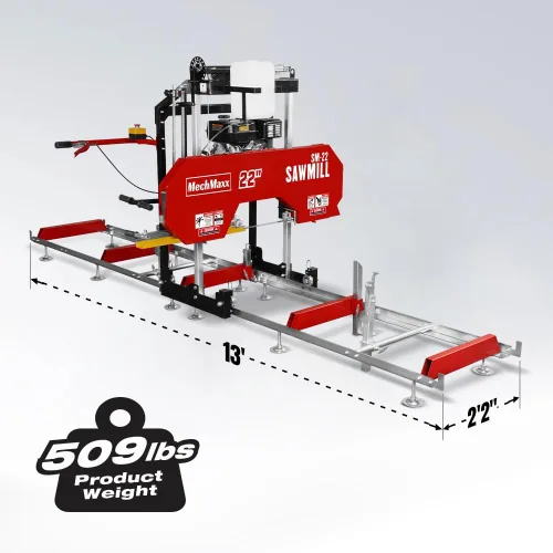 Vista 3 de MechMaxx Aserradero portátil de 22", longitud de pista de 13', ancho