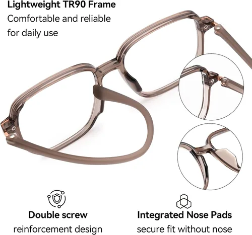Vista 4 de Dollger Square Blue light Glasses for Women Men Oversized Bluelight Blocking Computer Screen Stylish Eyeglasses TR90 Frame