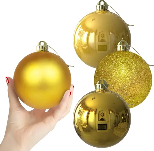 Vista 222 de Esferas pequeñas de Navidad de bronce y dorado de 1.6 pulgadas, adornos para decoración de árbol de Navidad, bolas colgantes inastillables