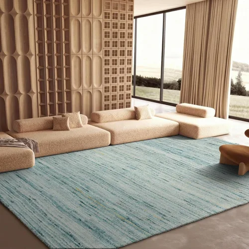 Vista 7 de SAFAVIEH Casablanca Shag Collection - Alfombra decorativa, 2 pies 3 pulgadas x 5 pies, turquesa y marfil, lana maciza hecha a mano, ideal para sala