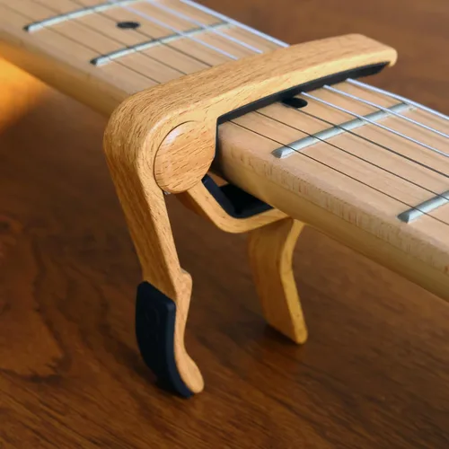 Vista 5 de WINGO Cejilla de guitarra para guitarra acústica y eléctrica con 5 púas, Burlywood