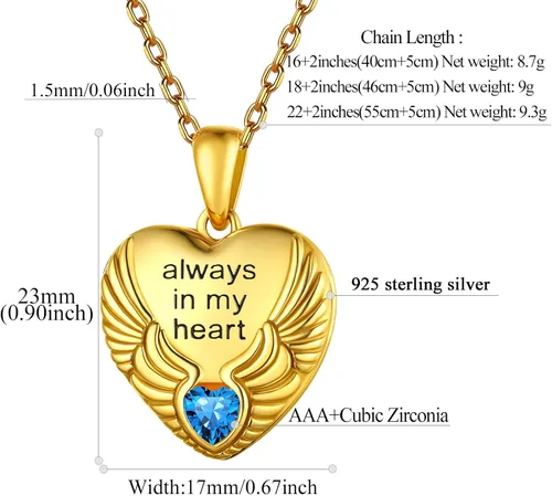 Vista 5 de FindChic Collar con medallón de corazón de plata de ley 925, nudo celta, rama delicada, ala de ángel, ramas de plantas, abrazo, llama, collar