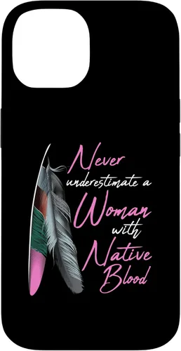 Vista 4 de Funda para iPhone 17 con texto en inglés "Native American Indian A Woman with Native Blood