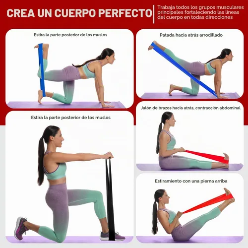 Vista 5 de Resistance Bands Set for Women 8-Negro/Azul/Rojo