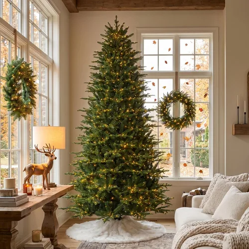 Vista 40 de Glitzhome Árbol de Navidad preiluminado, abeto artificial realista de 7.5 pies con 1,668 puntas y 680 luces centelleantes C3, 10 funciones de Aspen
