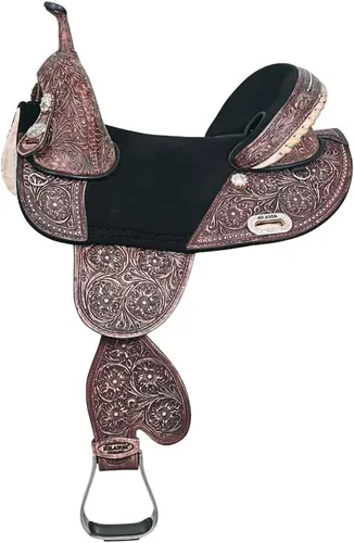 Vista 16 de HILASON Western Horse Treeless Trail Barrel Saddle American Leather for Horses Negro