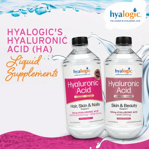 Vista 6 de Hyalogic Suplemento líquido de ácido hialurónico – Apoyo para un cabello, piel y uñas saludables con 5,000 mcg de biotina y 50 mg de MSM