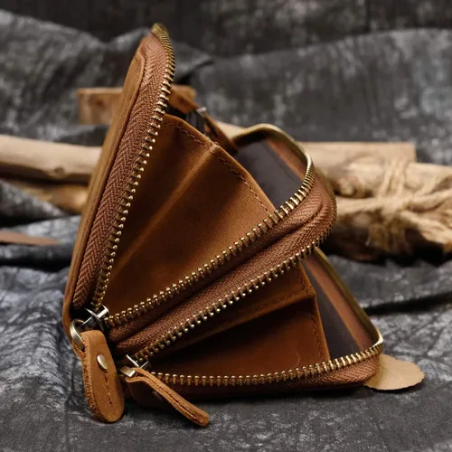 Vista 4 de LUUFAN Billetera larga de cuero genuino para hombre, cartera plegable grabada