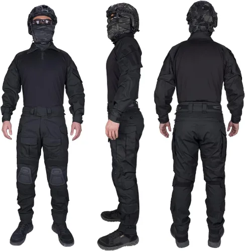Vista 2 de IDOGEAR Conjunto de uniformes de combate G3 para hombre con rodilleras y coderas, ropa de camuflaje